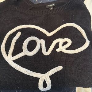 Torrid Black and White Love Sweater - Size 4